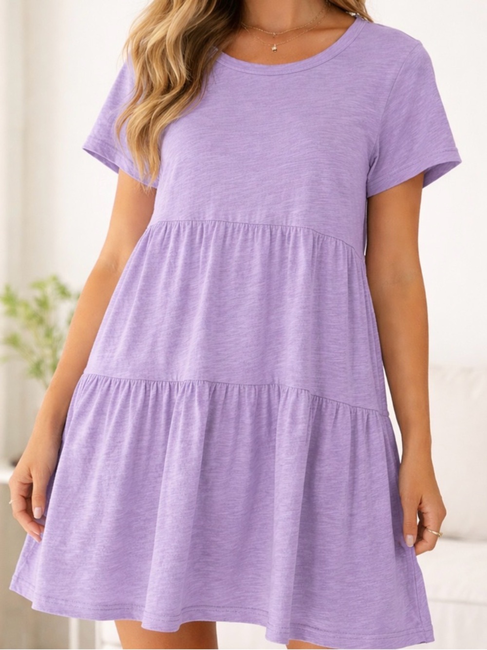 XL The Gap Lilac Tiered Short Sleeve Babydoll Dress